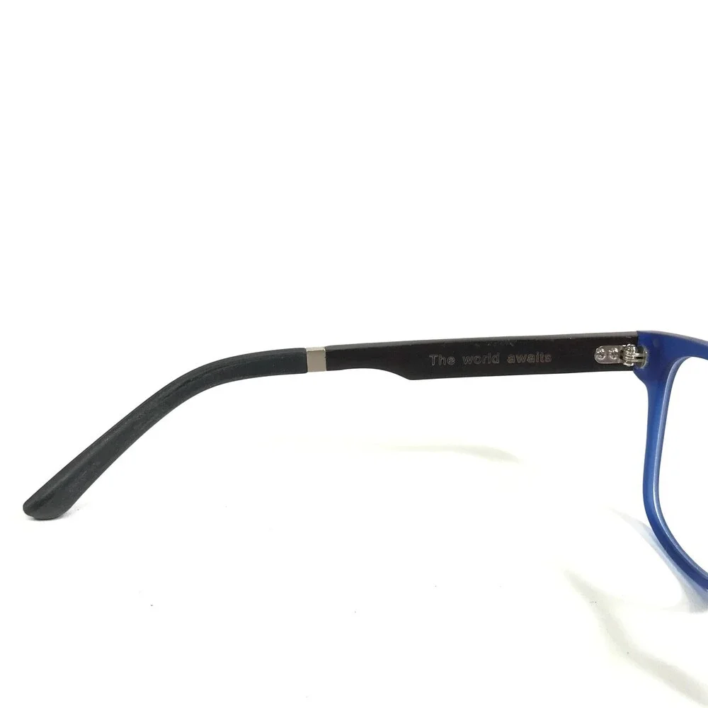 Proof Foster Eyeglasses Frames The World Awaits Brown Blue w/ Clip On Lenses